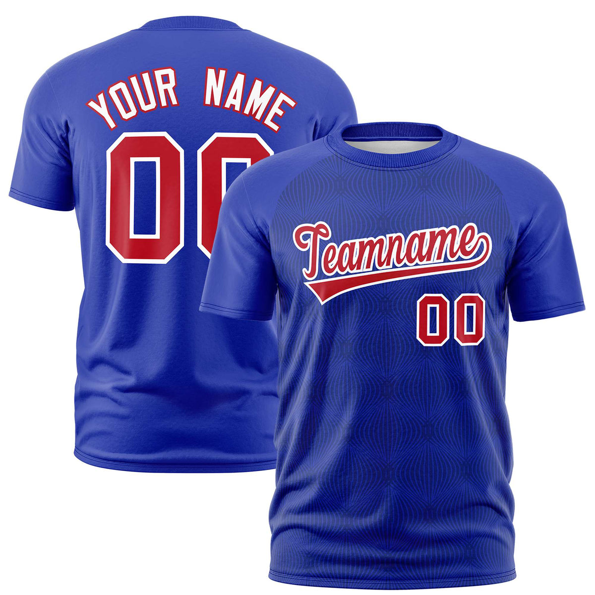 Custom Royal Blue Personalized Line Pattern Performance T-Shirt