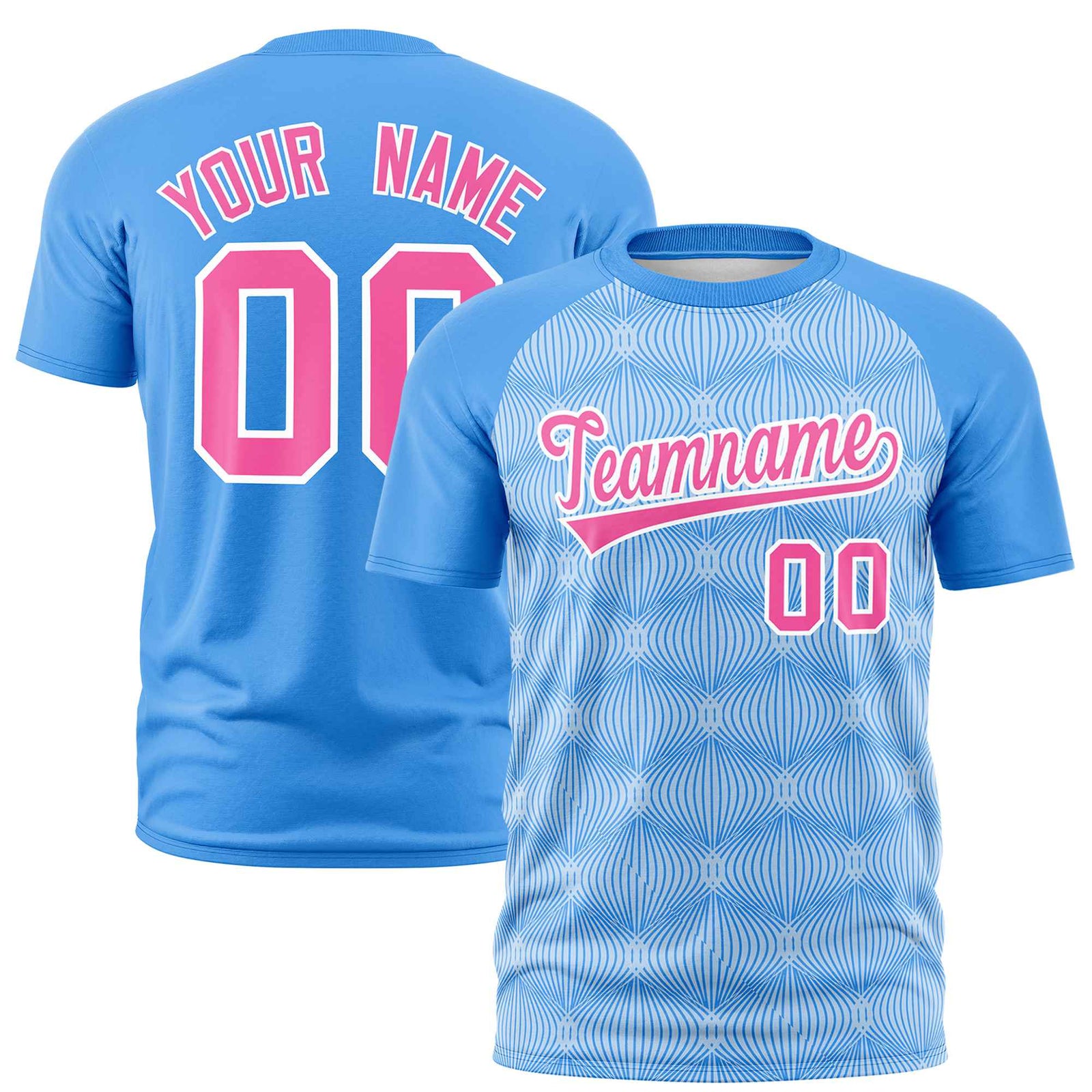 Custom Powder Blue Personalized Line Pattern Performance T-Shirt