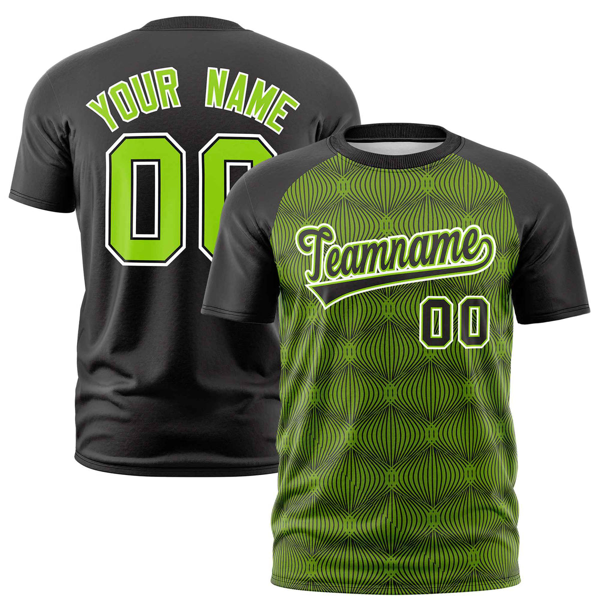 Custom Black Personalized Line Pattern Performance T-Shirt