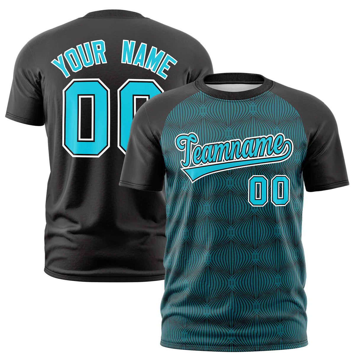 Custom Black Personalized Line Pattern Performance T-Shirt
