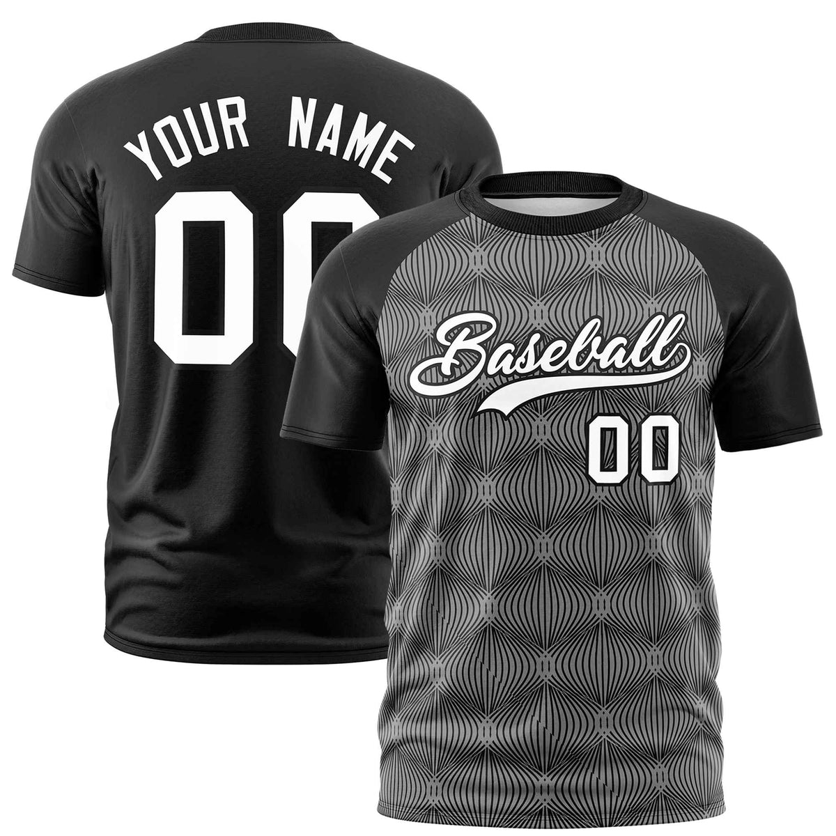 Custom Black Personalized Line Pattern Performance T-Shirt