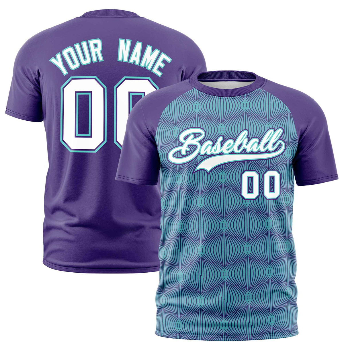 Custom Purple Personalized Line Pattern Performance T-Shirt