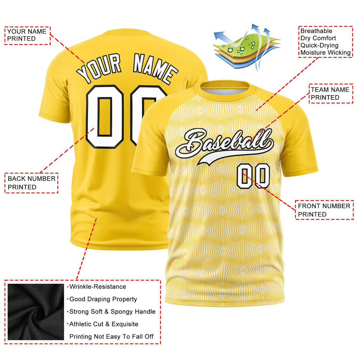 Custom Gold 01 Personalized Line Pattern Performance T-Shirt