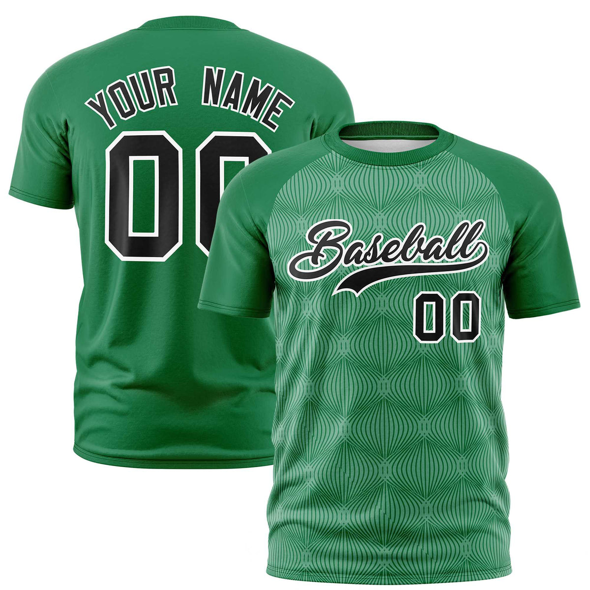Custom Kelly Green Personalized Line Pattern Performance T-Shirt