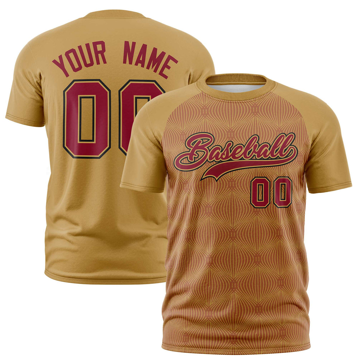 Custom Gold Personalized Line Pattern Performance T-Shirt