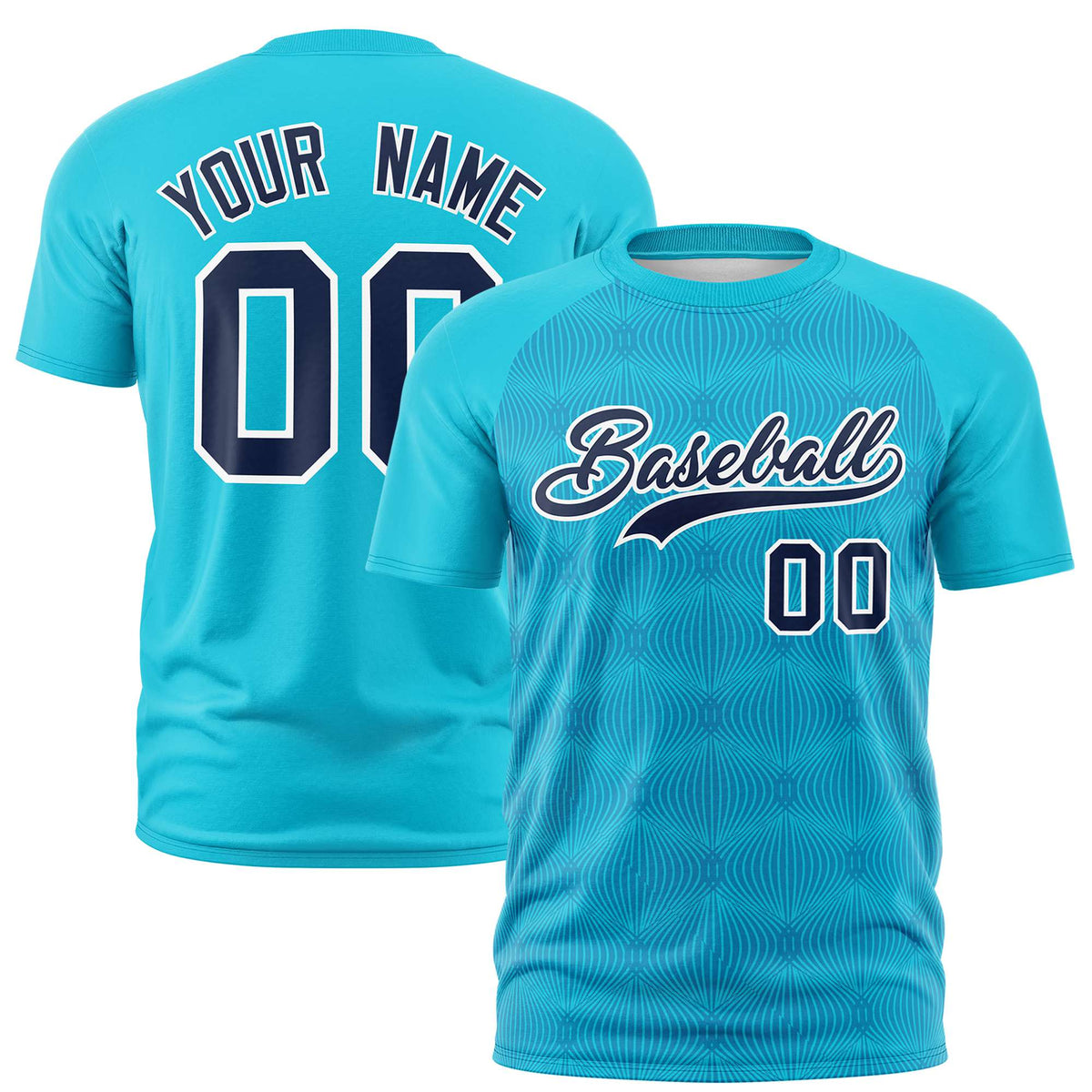 Custom Powder Blue Personalized Line Pattern Performance T-Shirt