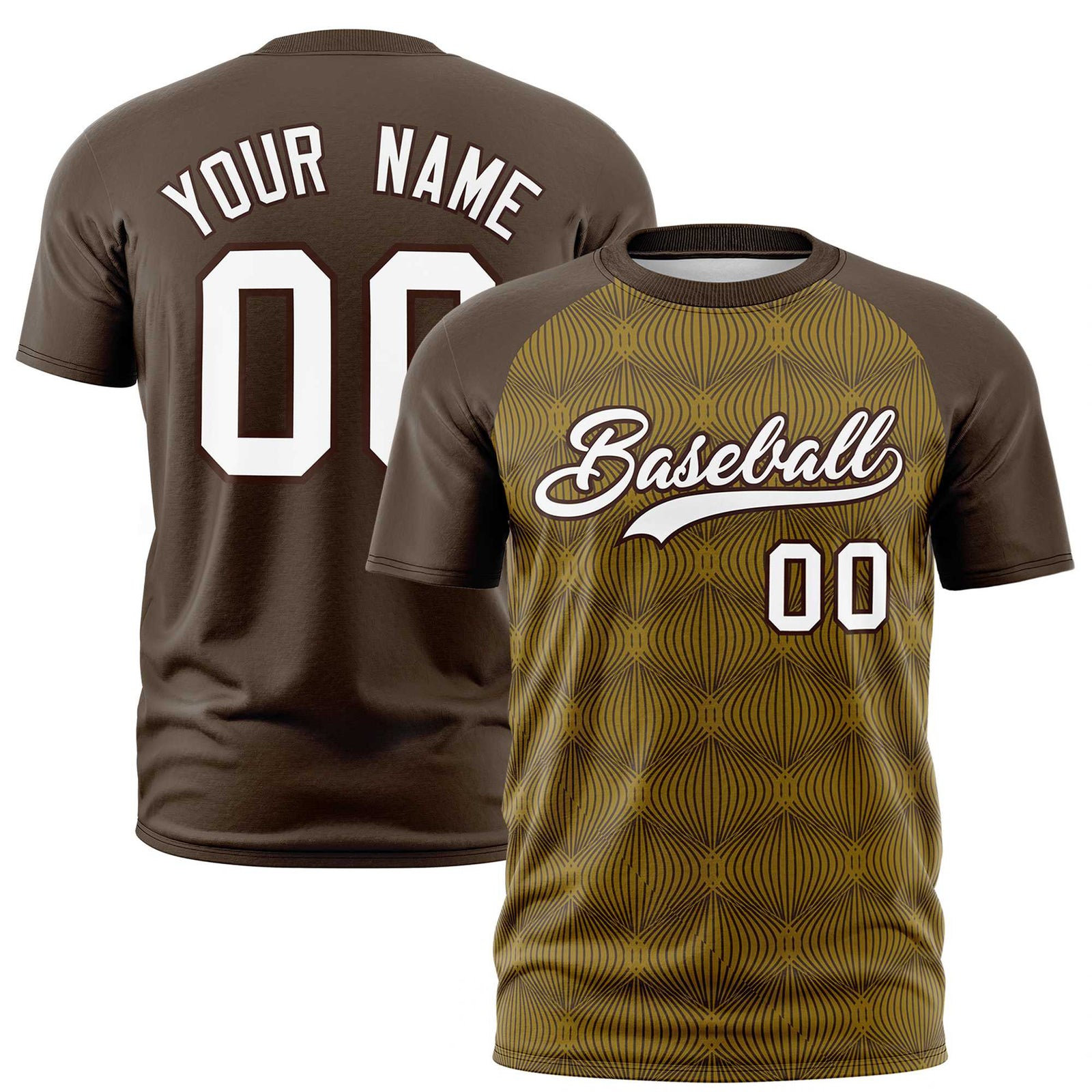 Custom Brown Personalized Line Pattern Performance T-Shirt