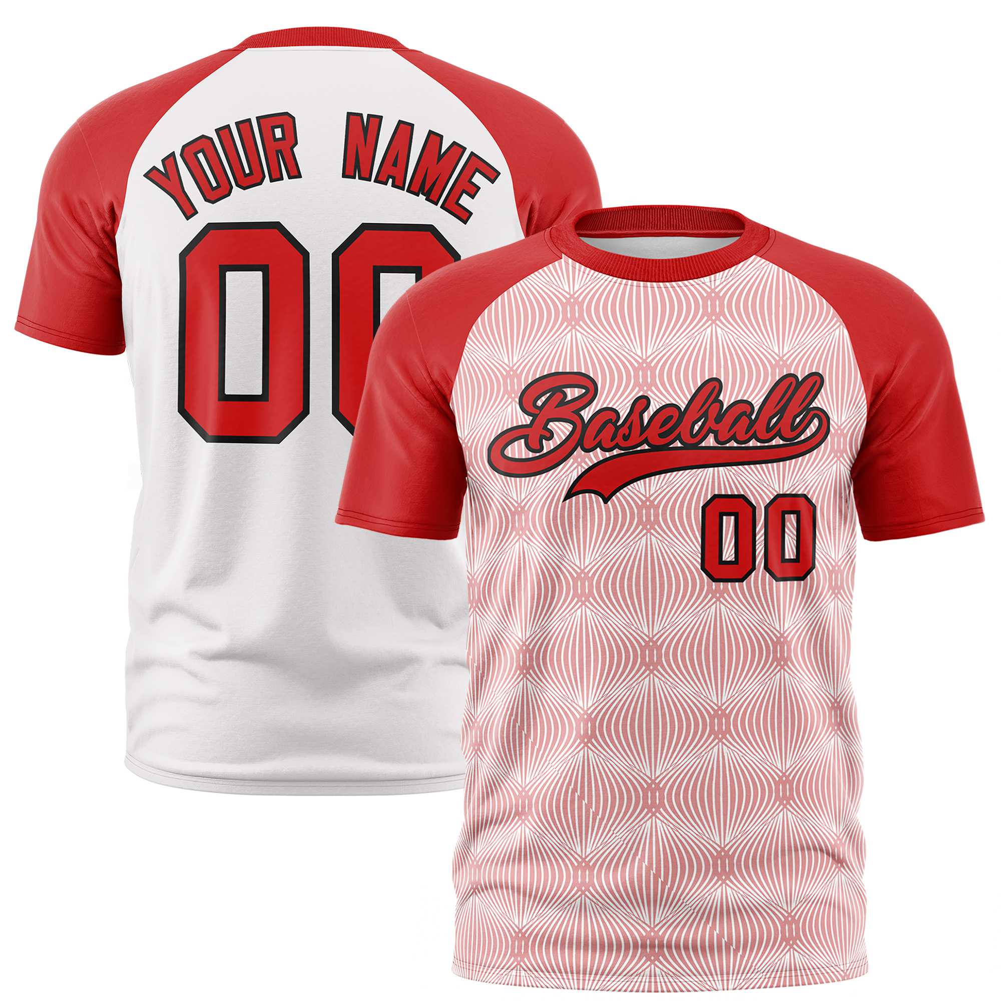 Custom Red Personalized Line Pattern Performance T-Shirt