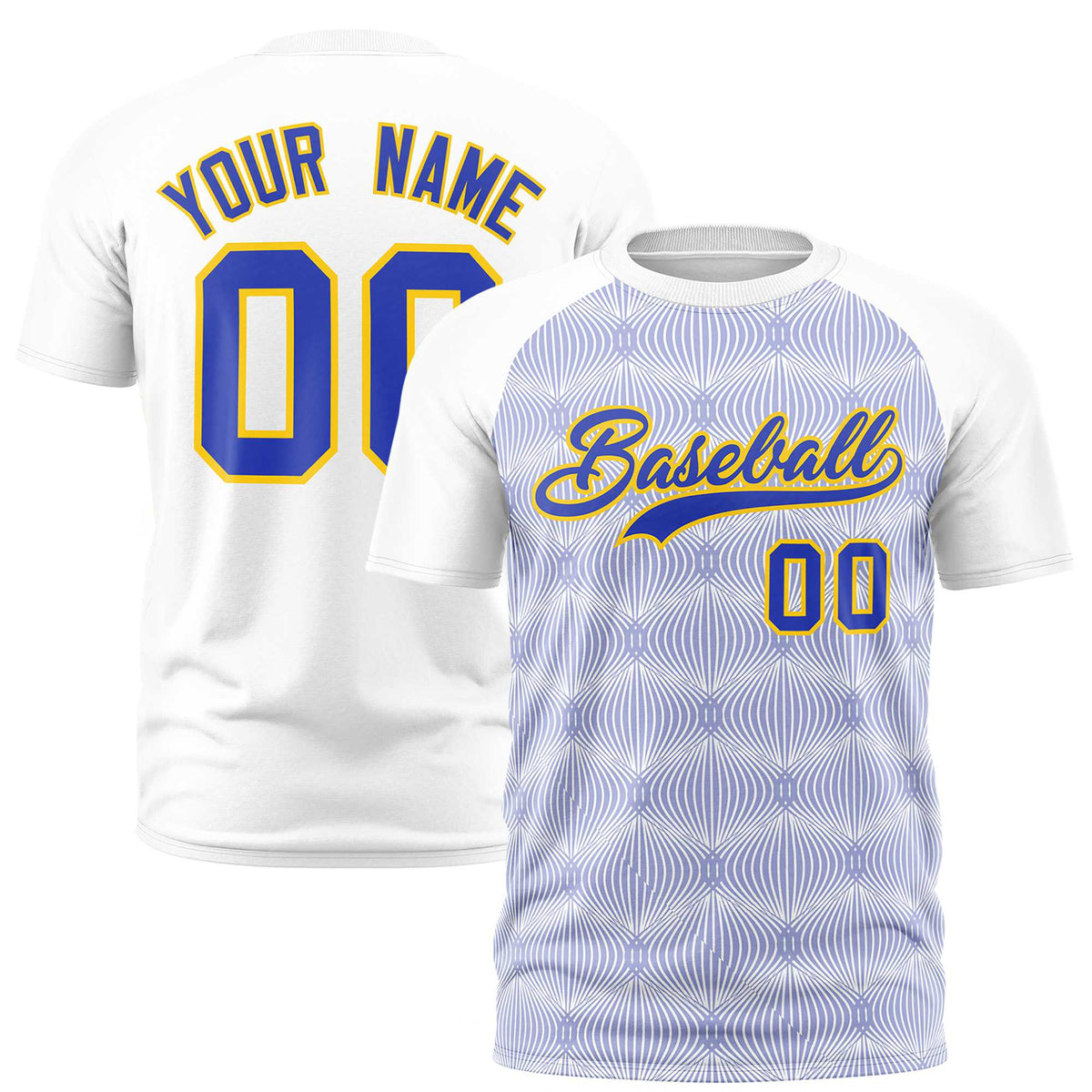 Custom White Personalized Line Pattern Performance T-Shirt