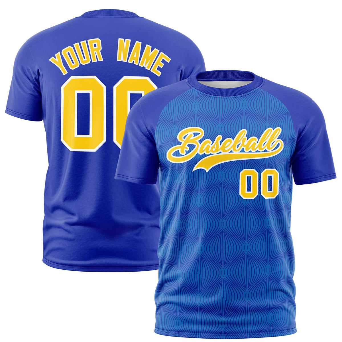 Custom Royal Blue Personalized Line Pattern Performance T-Shirt