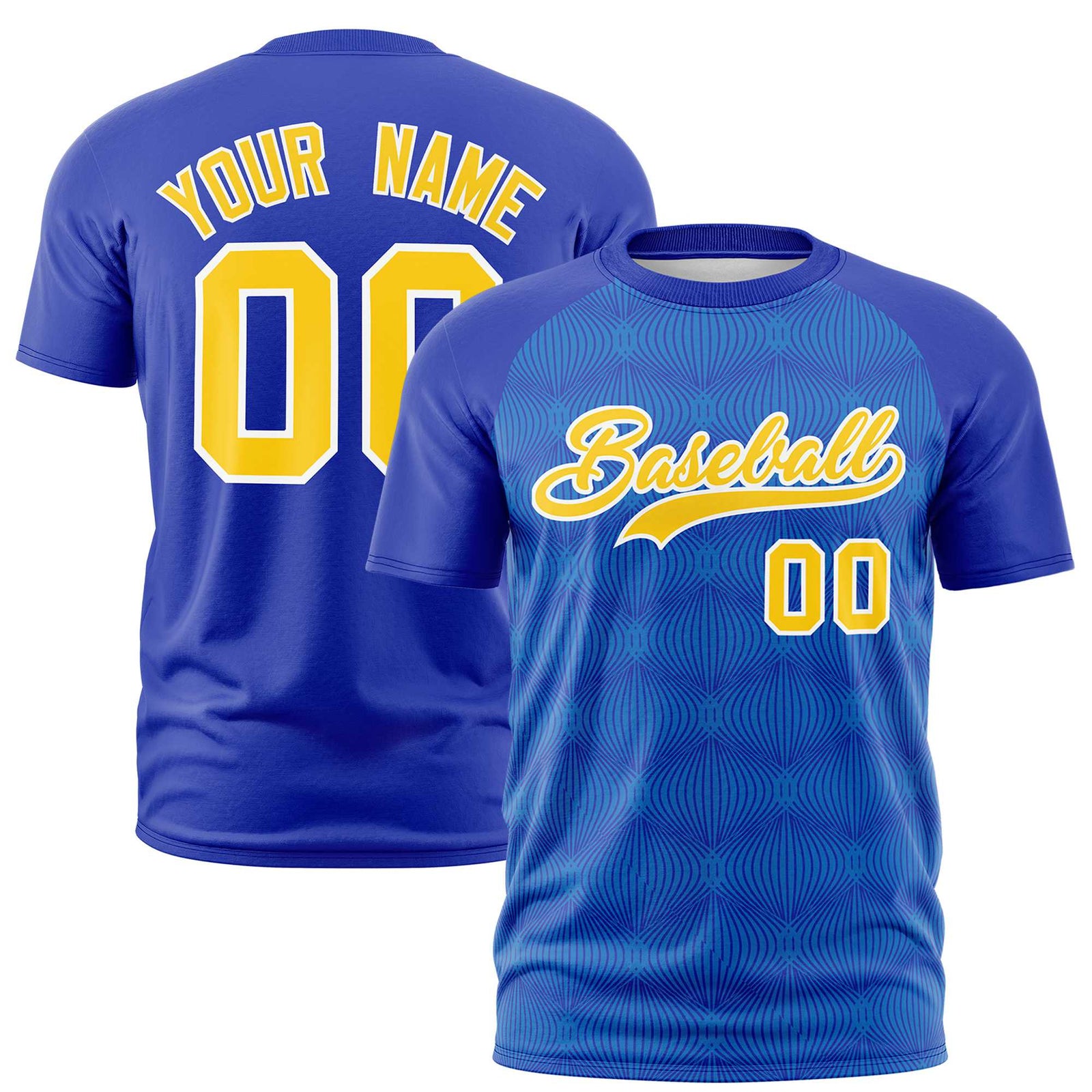 Custom Royal Blue Personalized Line Pattern Performance T-Shirt