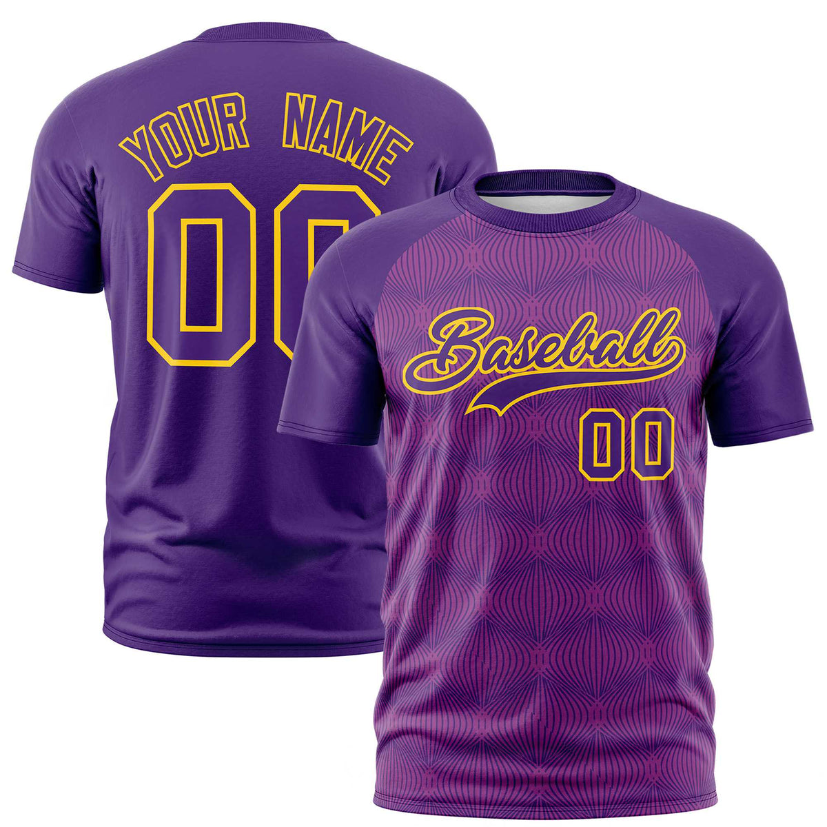 Custom Purple Personalized Line Pattern Performance T-Shirt