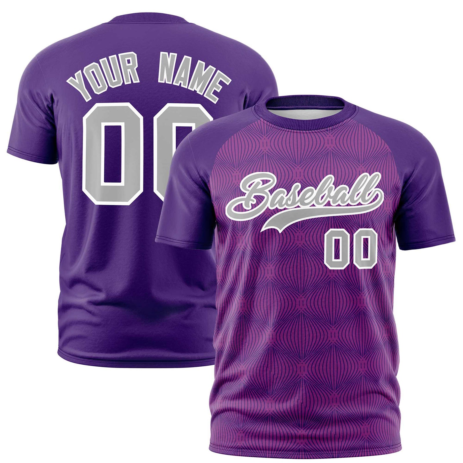 Custom Purple Personalized Line Pattern Performance T-Shirt