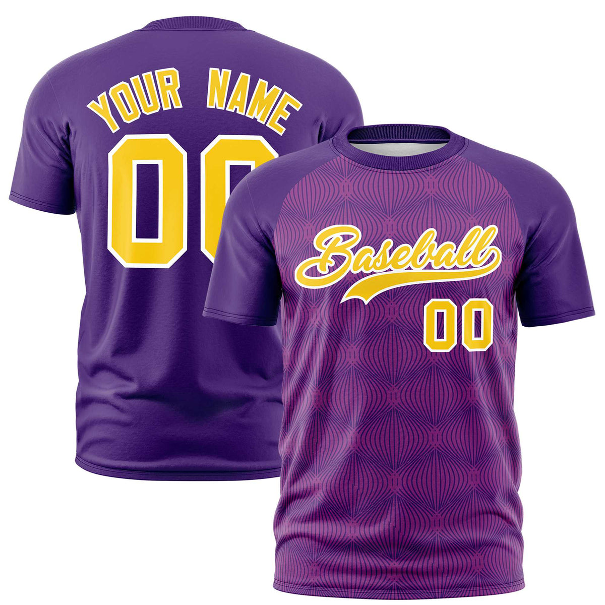 Custom Purple Personalized Line Pattern Performance T-Shirt