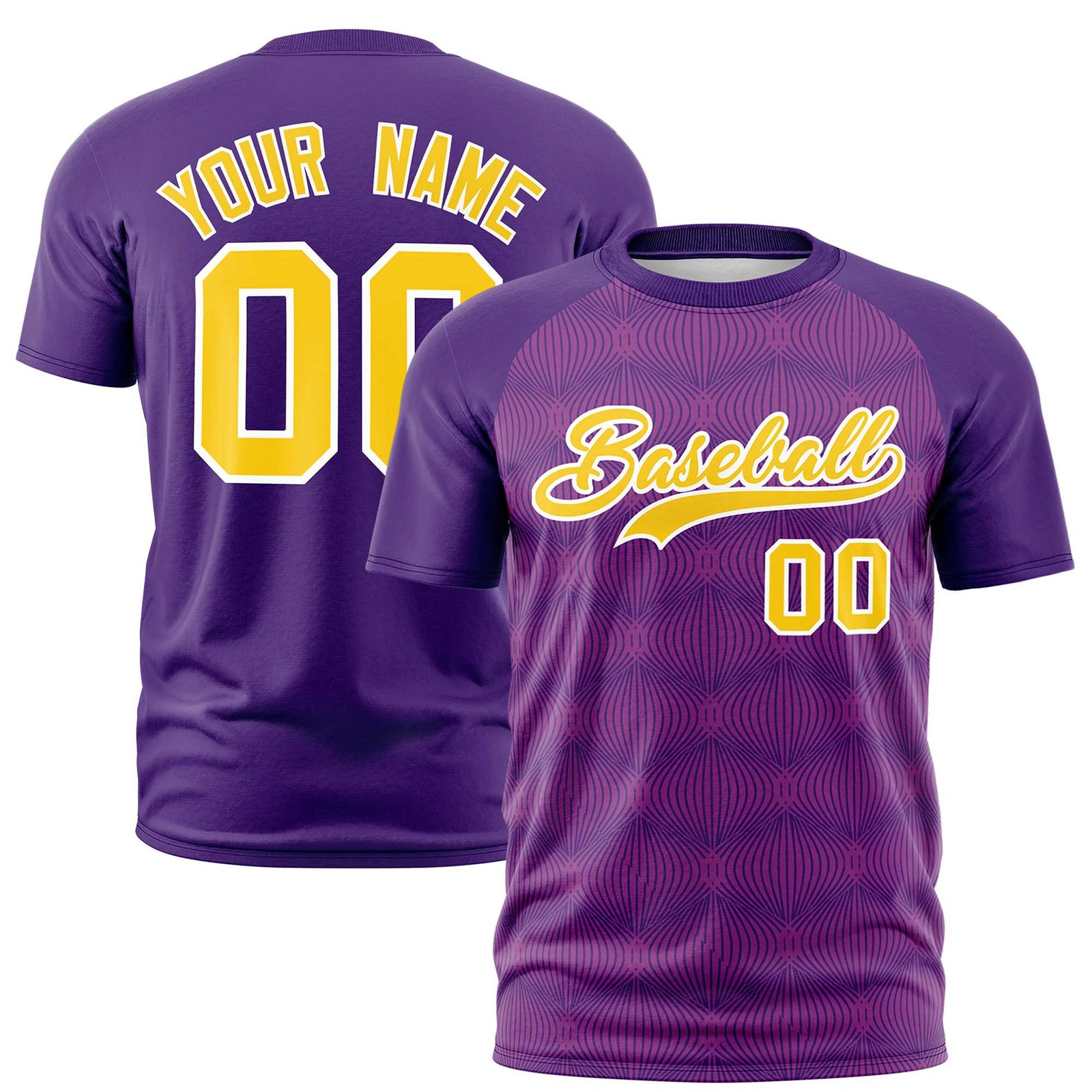 Custom Purple Personalized Line Pattern Performance T-Shirt