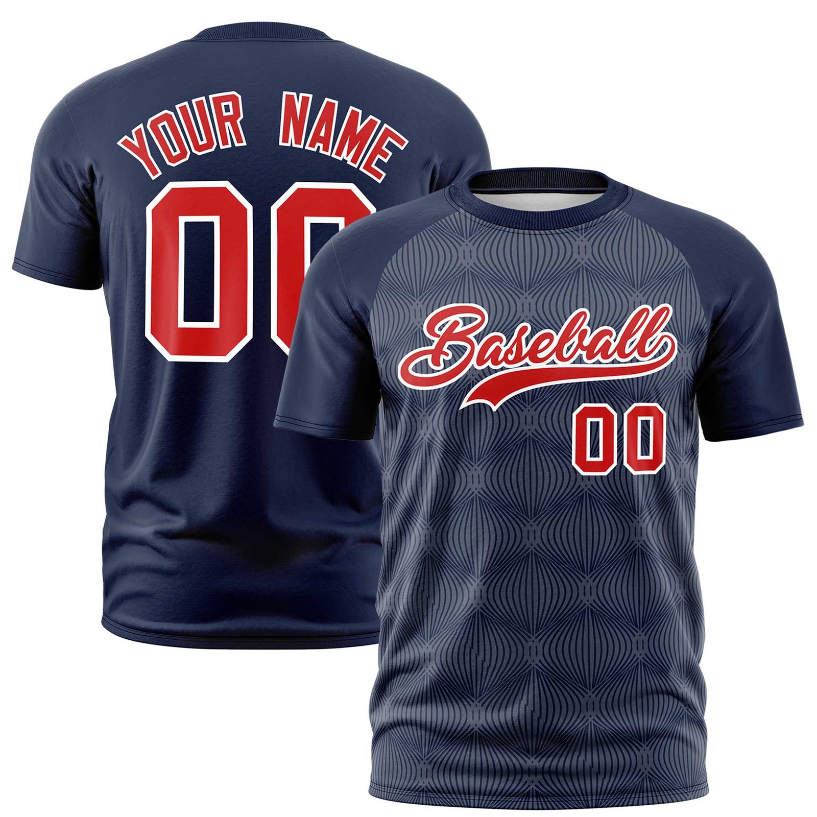 Custom Navy Personalized Line Pattern Performance T-Shirt