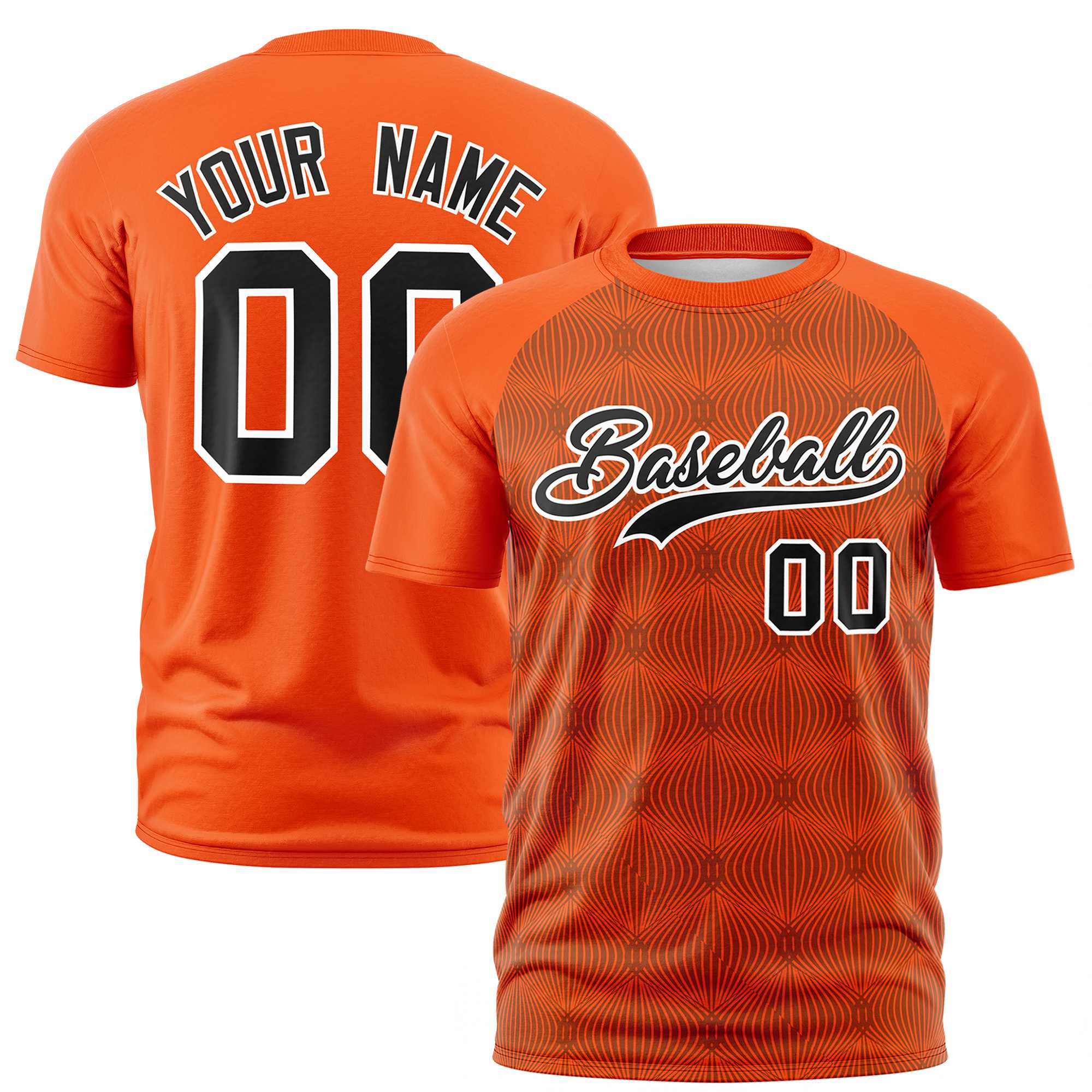 Custom Orange Personalized Line Pattern Performance T-Shirt