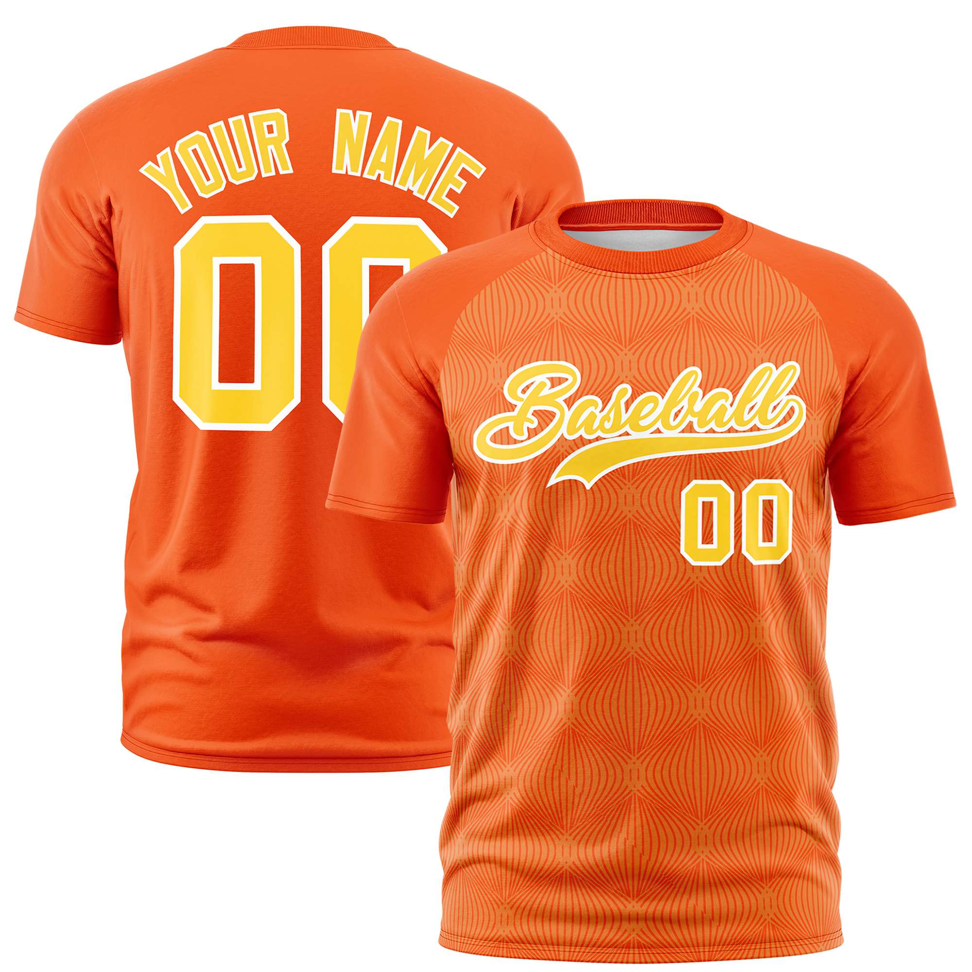 Custom Orange Personalized Line Pattern Performance T-Shirt