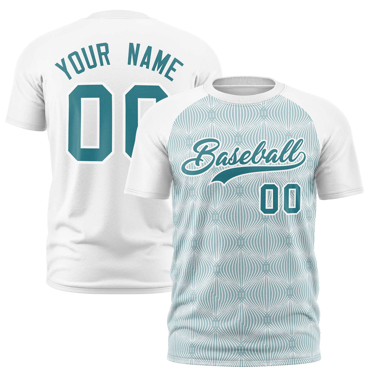 Custom White Personalized Line Pattern Performance T-Shirt