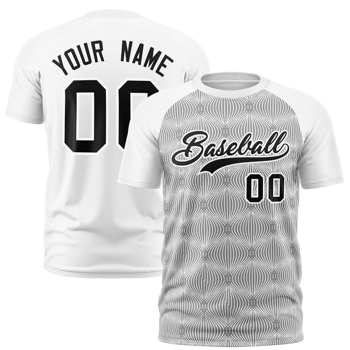 Custom White Personalized Line Pattern Performance T-Shirt