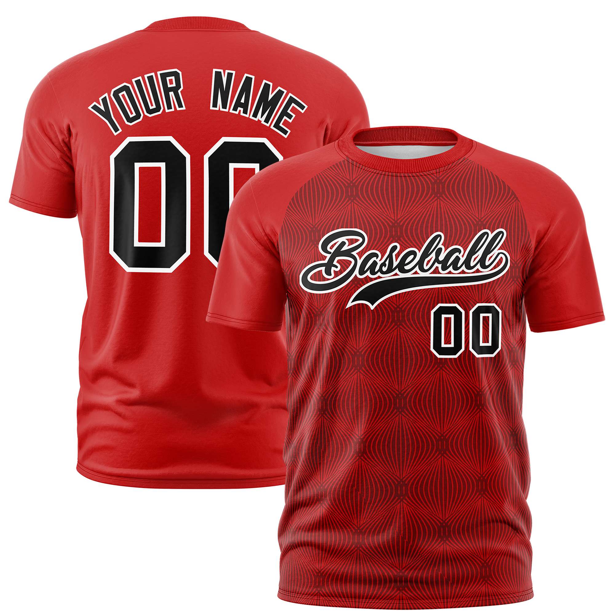 Custom Red Personalized Line Pattern Performance T-Shirt