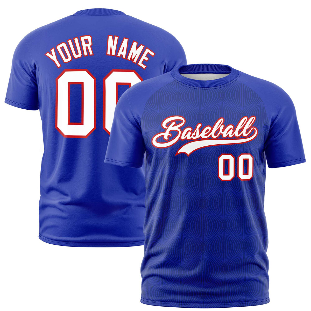 Custom Royal Blue Personalized Line Pattern Performance T-Shirt