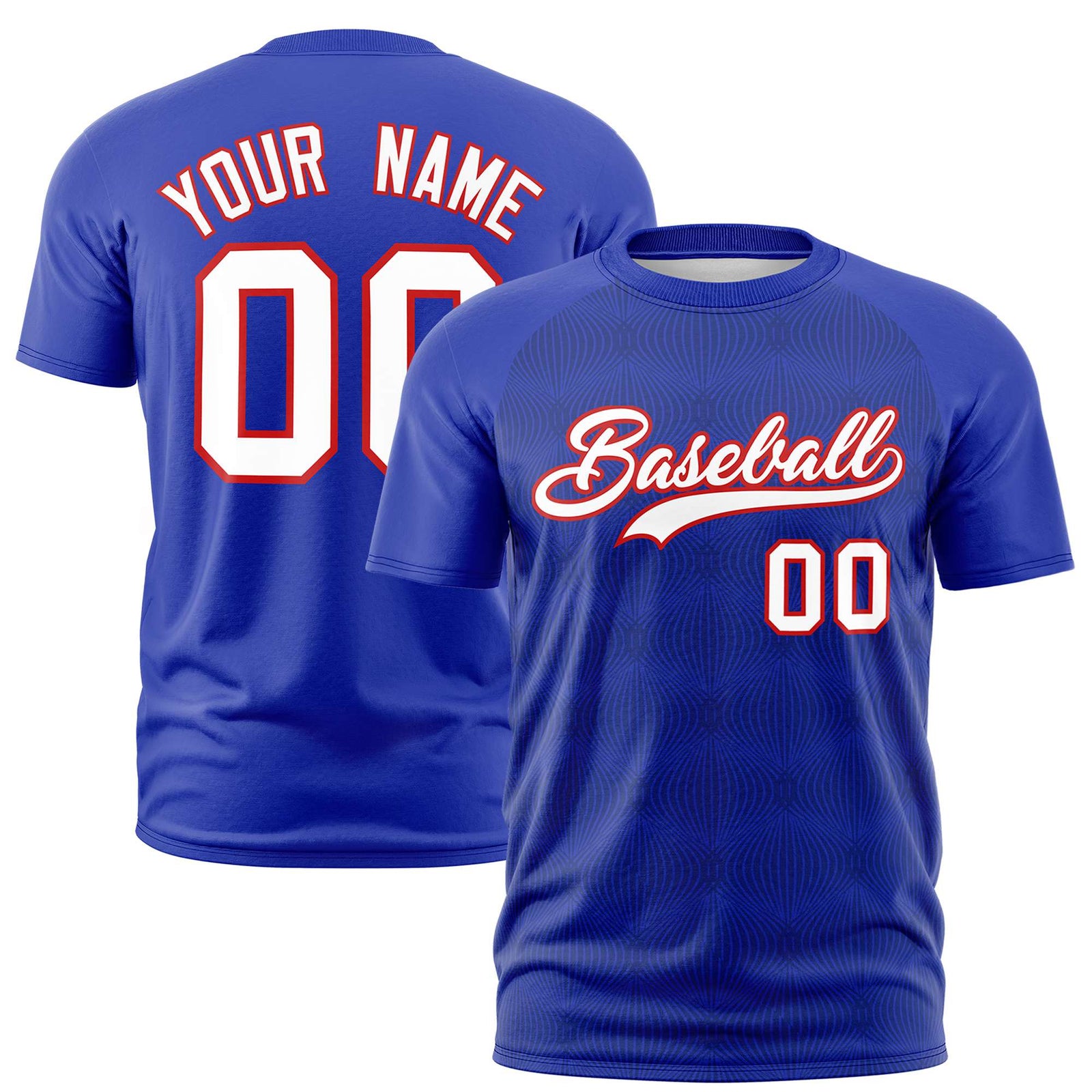 Custom Royal Blue Personalized Line Pattern Performance T-Shirt