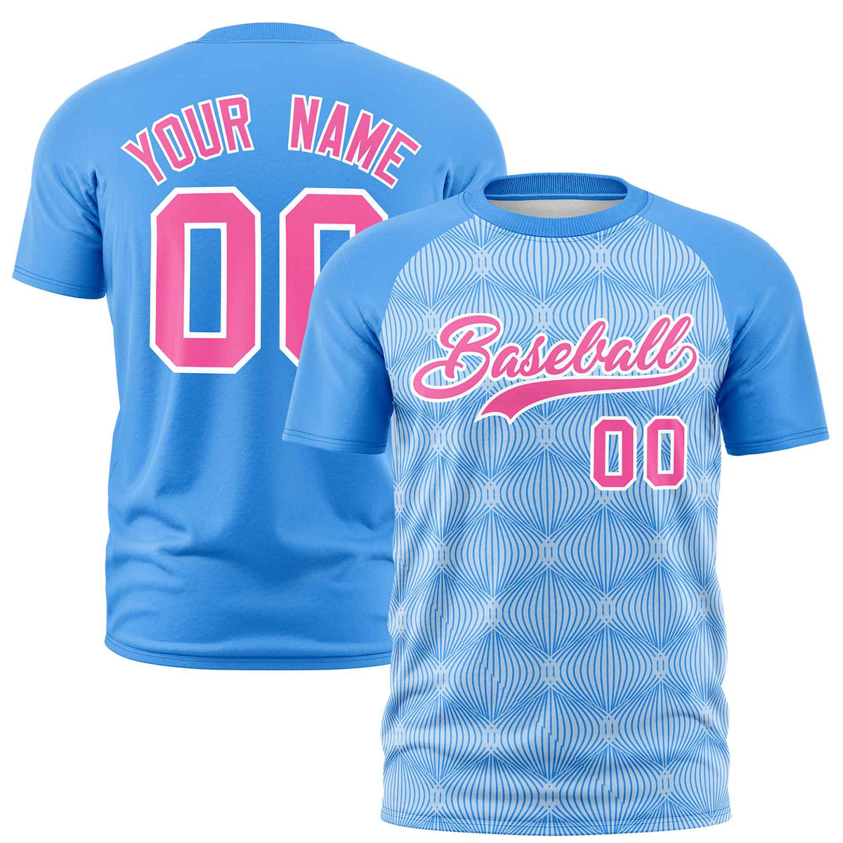 Custom Powder Blue Personalized Line Pattern Performance T-Shirt