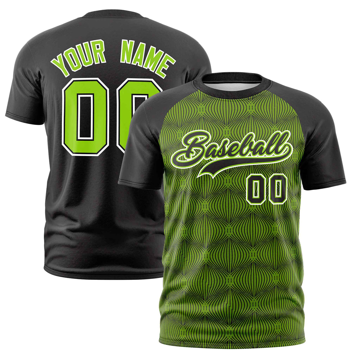 Custom Black Personalized Line Pattern Performance T-Shirt