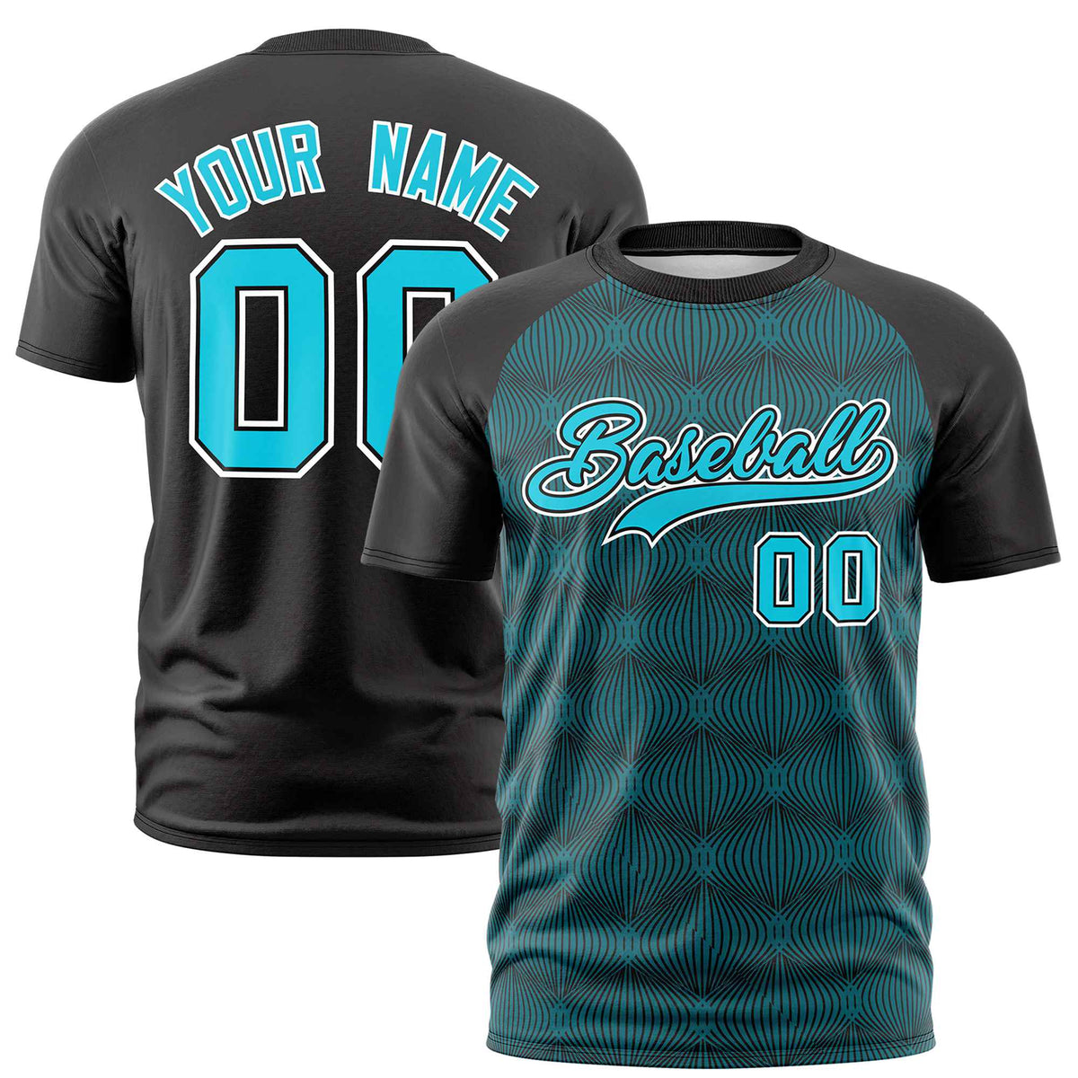 Custom Black Personalized Line Pattern Performance T-Shirt