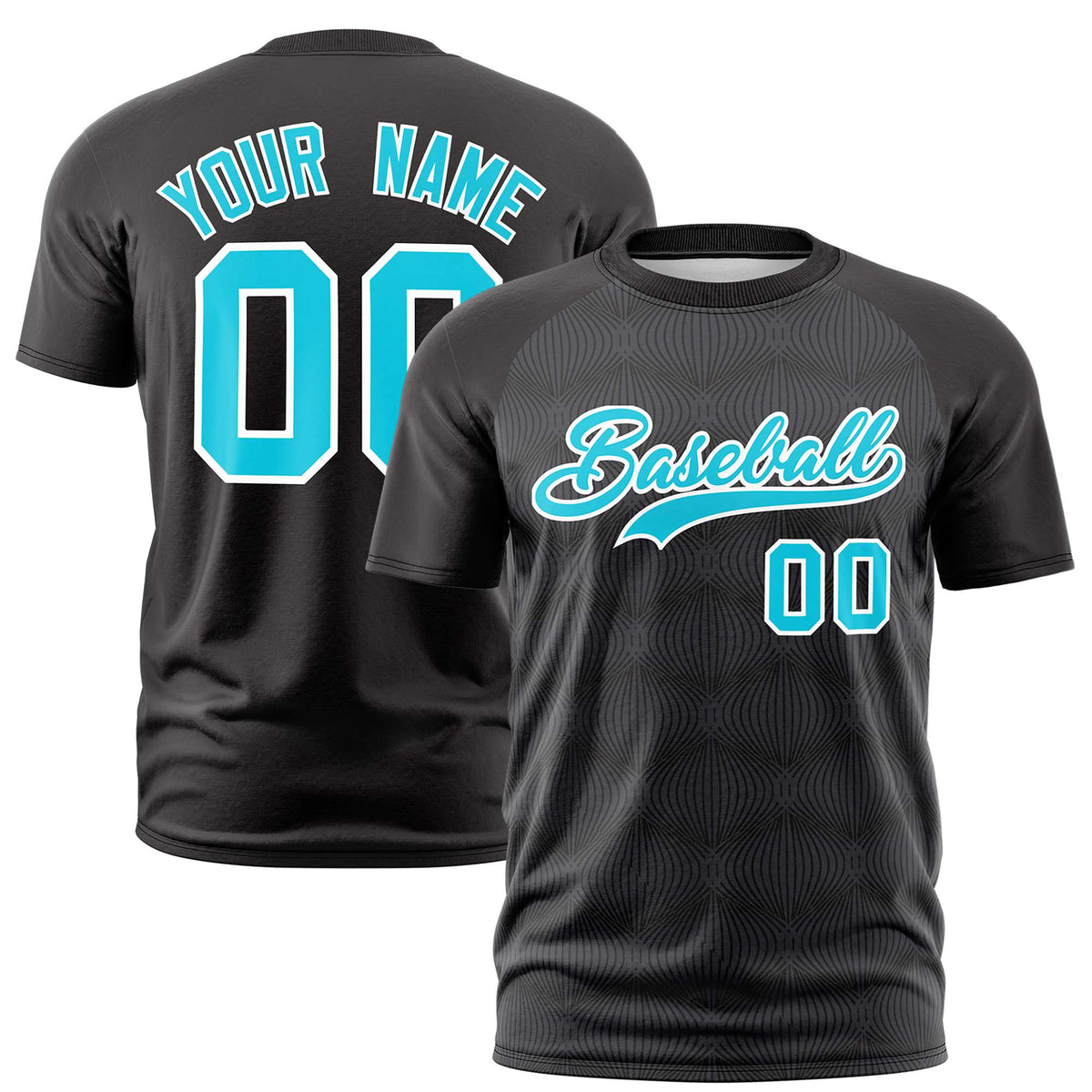 Custom Black Personalized Line Pattern Performance T-Shirt
