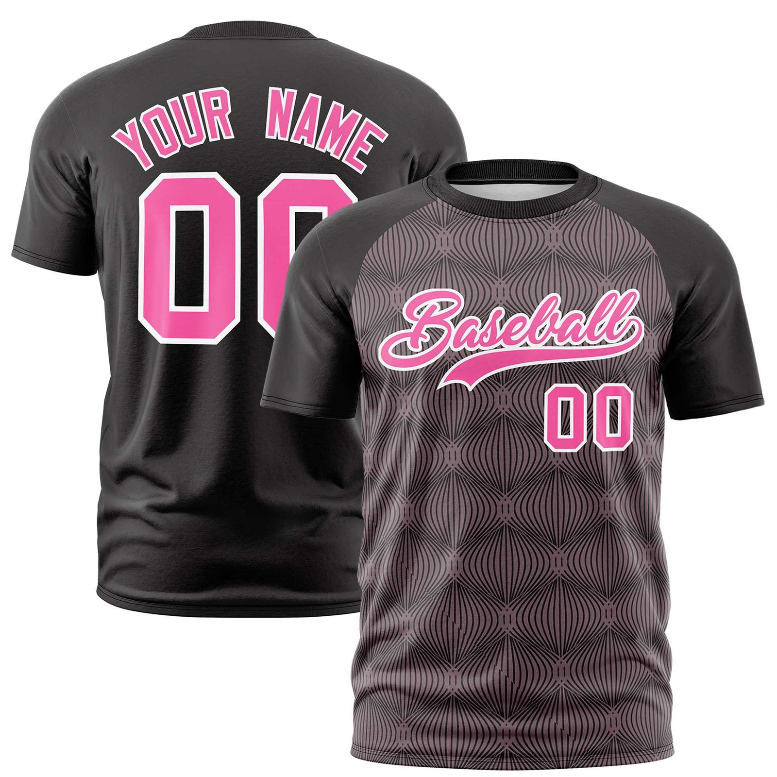Custom Black Personalized Line Pattern Performance T-Shirt