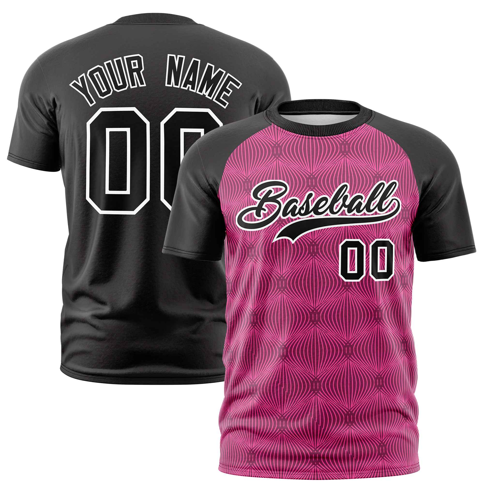 Custom Pink Personalized Line Pattern Performance T-Shirt