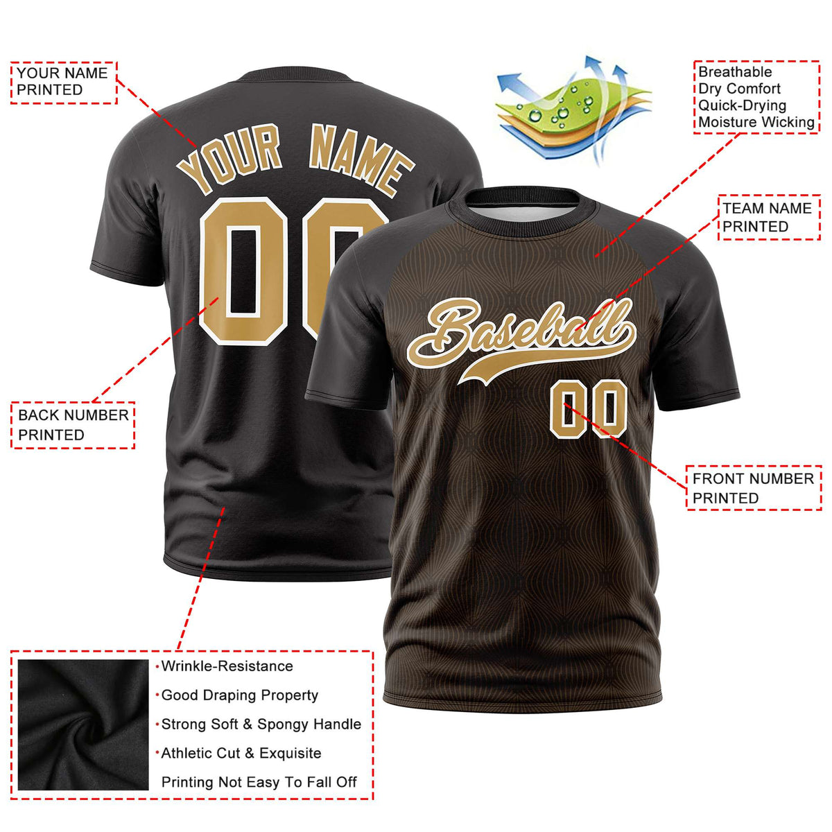 Custom Black Personalized Line Pattern Performance T-Shirt