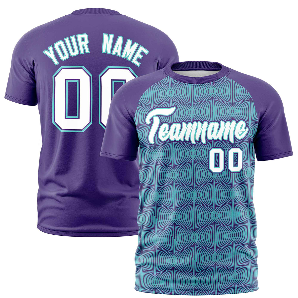 Custom Purple Personalized Line Pattern Performance T-Shirt