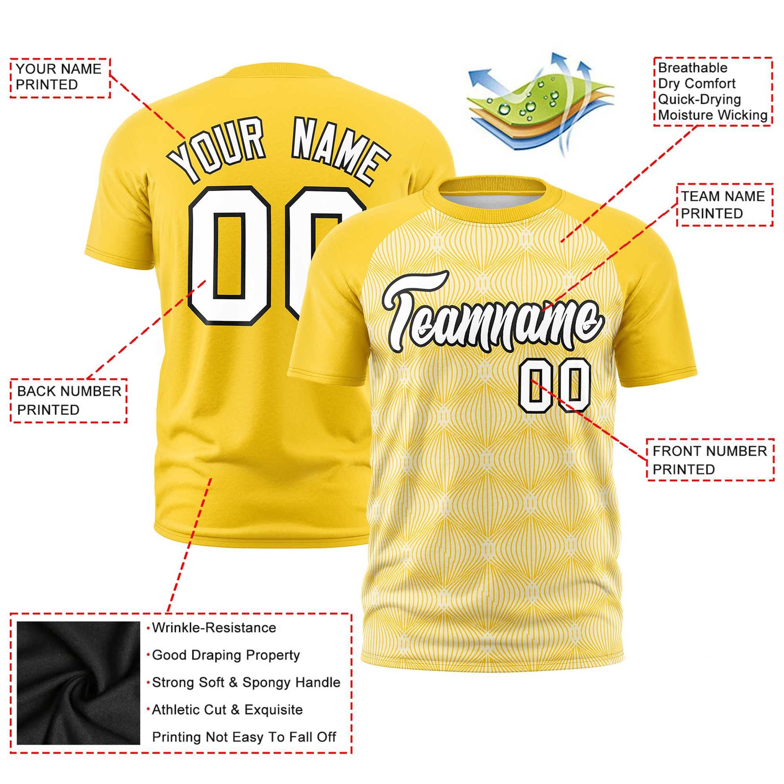 Custom Gold 01 Personalized Line Pattern Performance T-Shirt