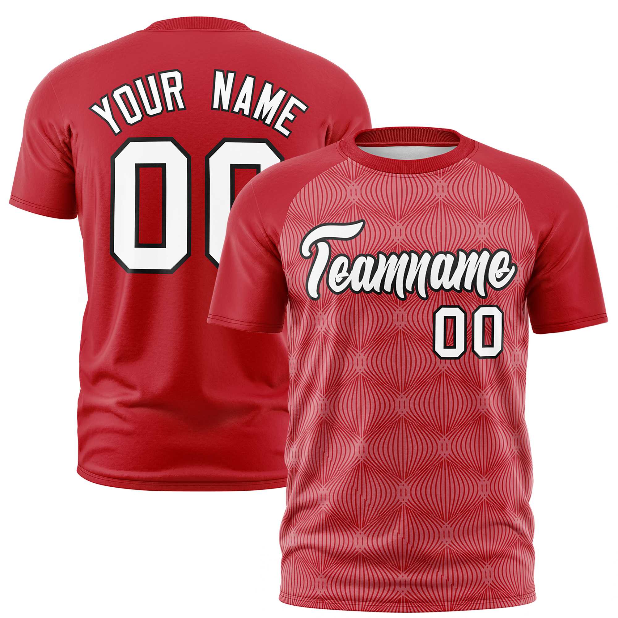 Custom Red Personalized Line Pattern Performance T-Shirt