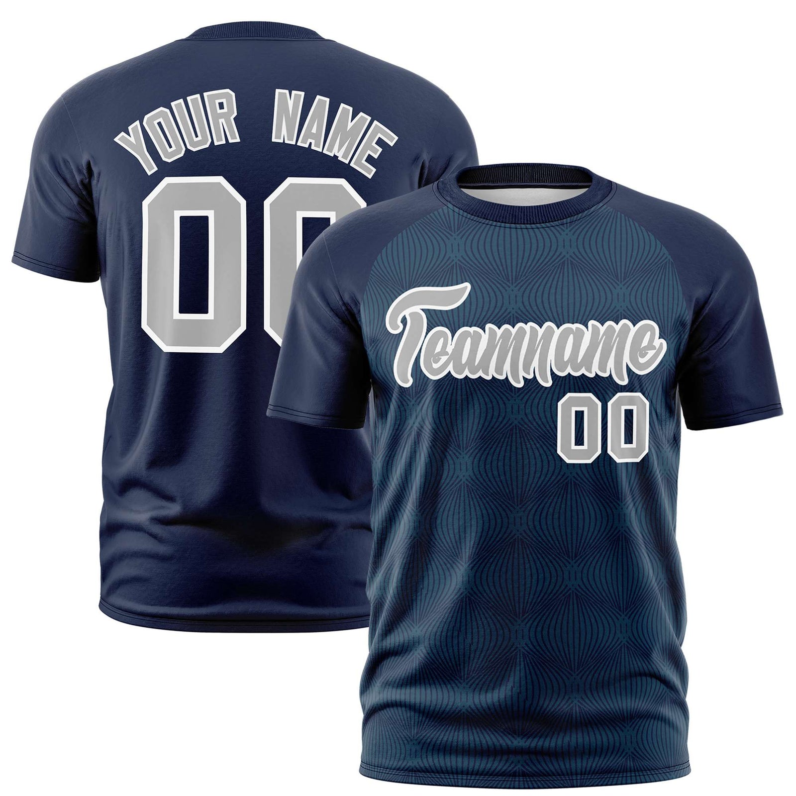 Custom Navy Personalized Line Pattern Performance T-Shirt
