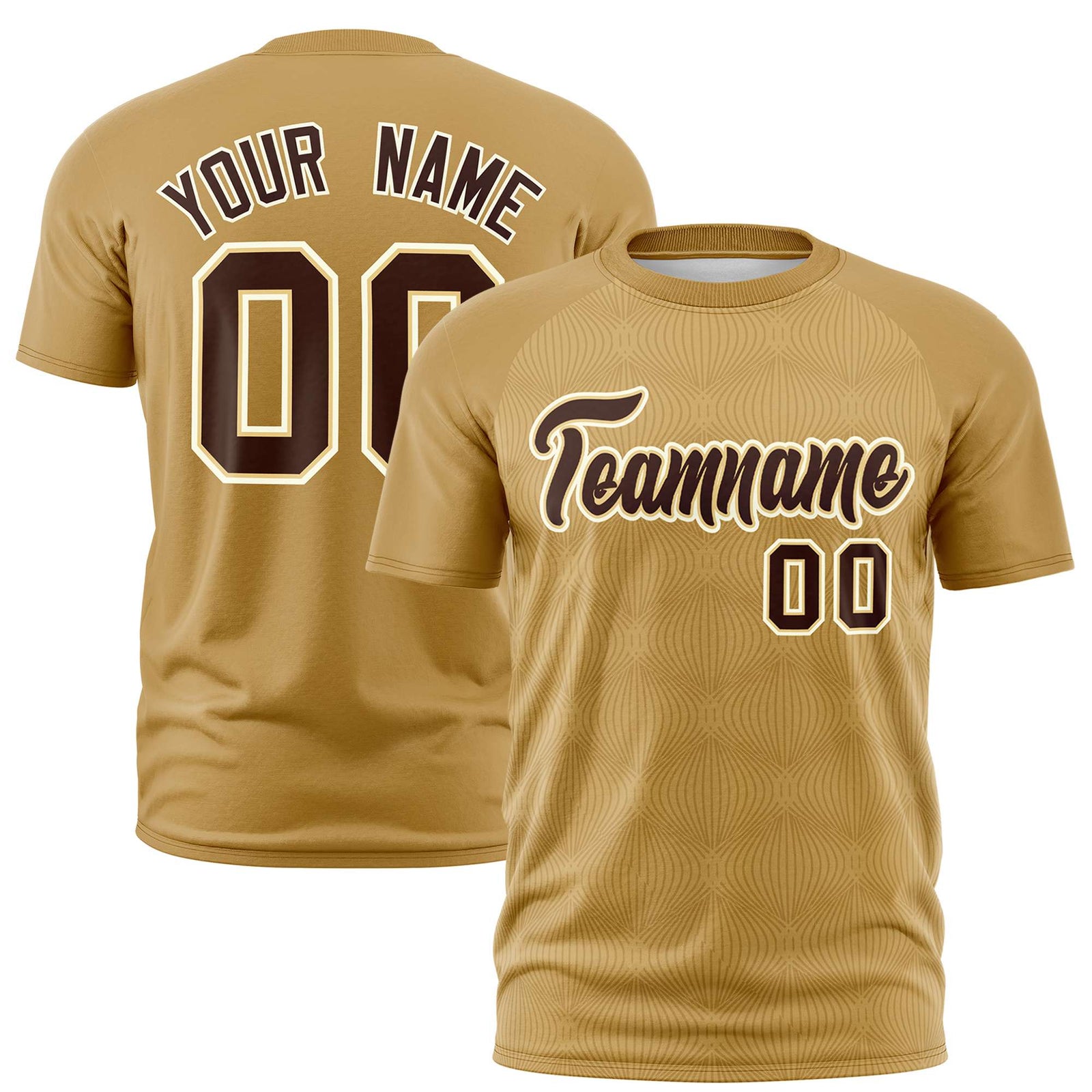 Custom Old Gold Personalized Line Pattern Performance T-Shirt