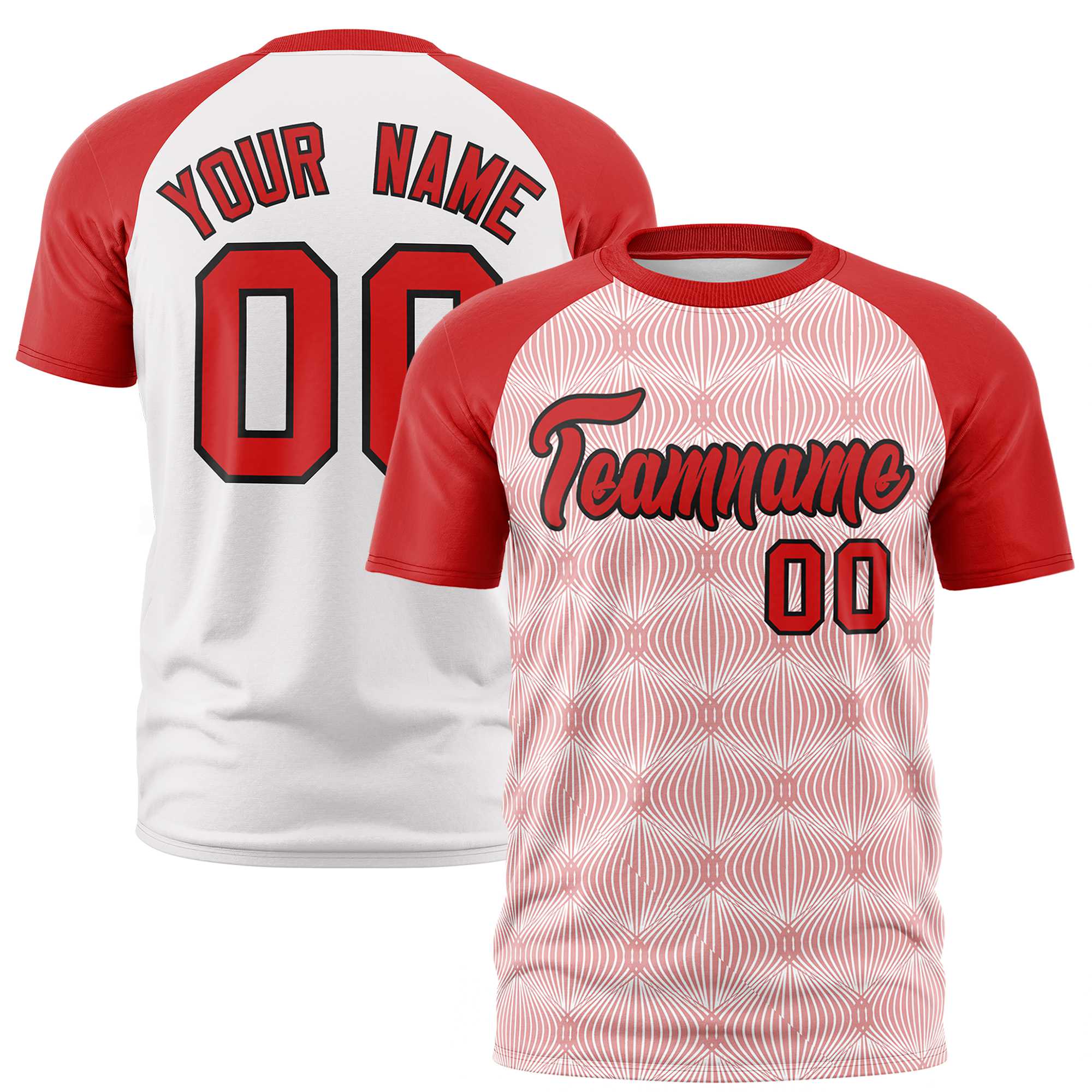 Custom Red Personalized Line Pattern Performance T-Shirt