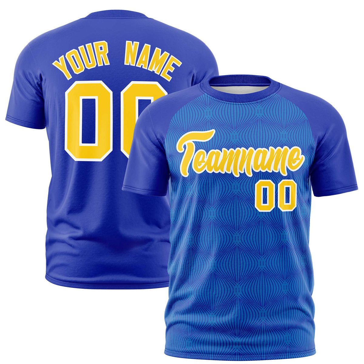 Custom Royal Blue Personalized Line Pattern Performance T-Shirt