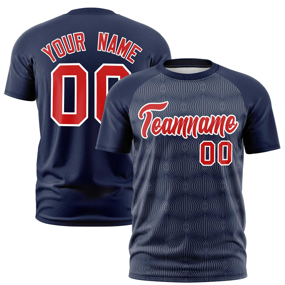 Custom Navy Personalized Line Pattern Performance T-Shirt