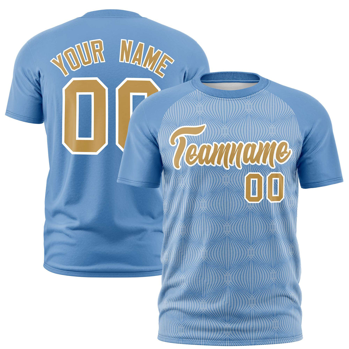 Custom Light Blue Personalized Line Pattern Performance T-Shirt