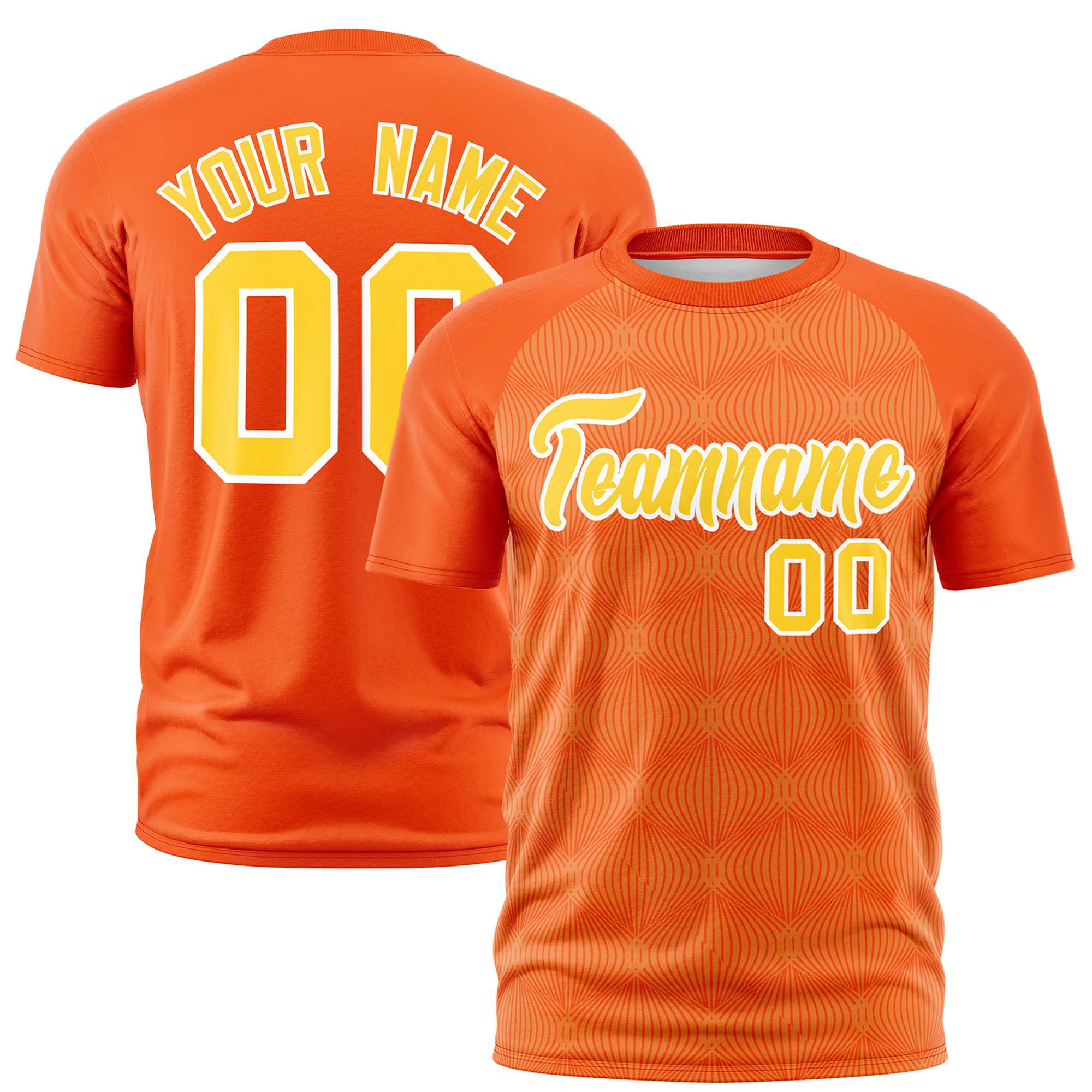 Custom Orange Personalized Line Pattern Performance T-Shirt