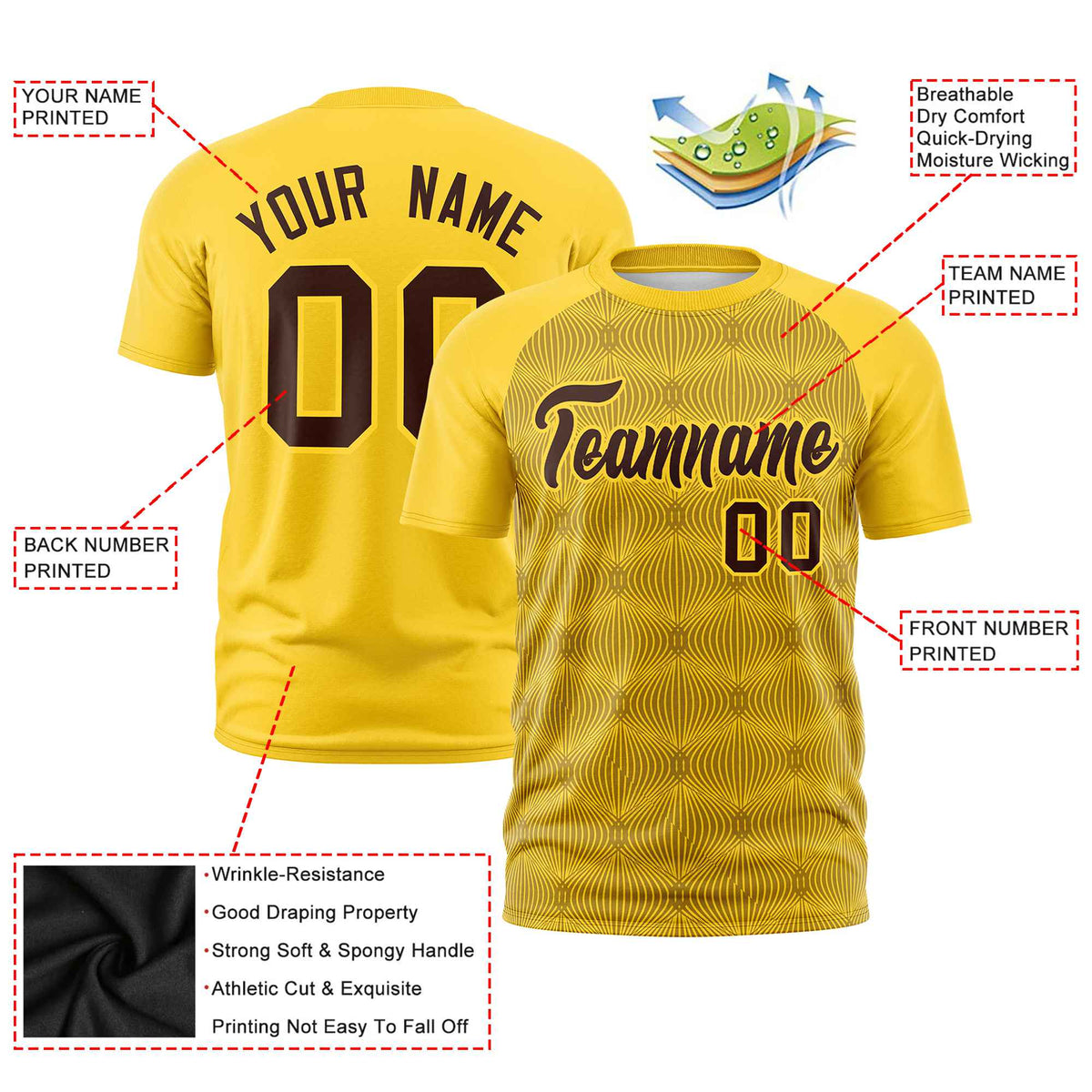 Custom Gold 01 Personalized Line Pattern Performance T-Shirt