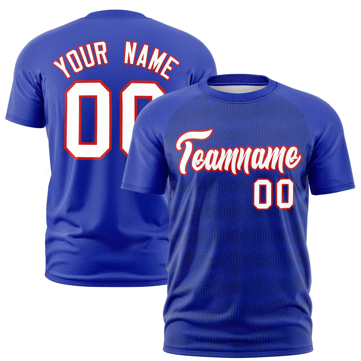 Custom Royal Blue Personalized Line Pattern Performance T-Shirt