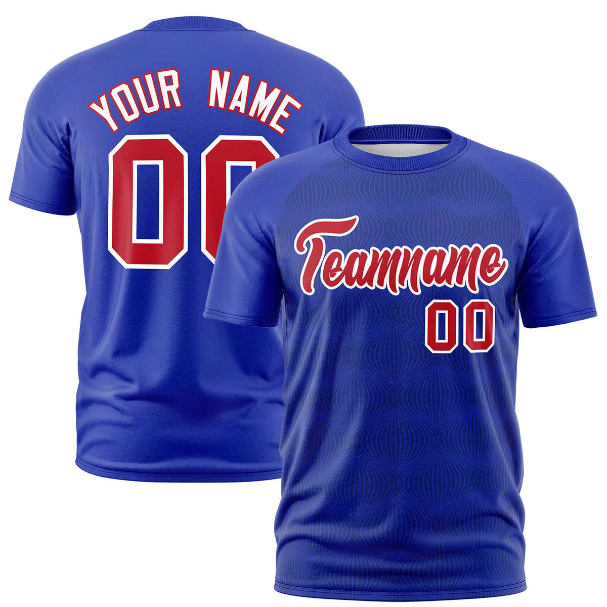 Custom Royal Blue Personalized Line Pattern Performance T-Shirt