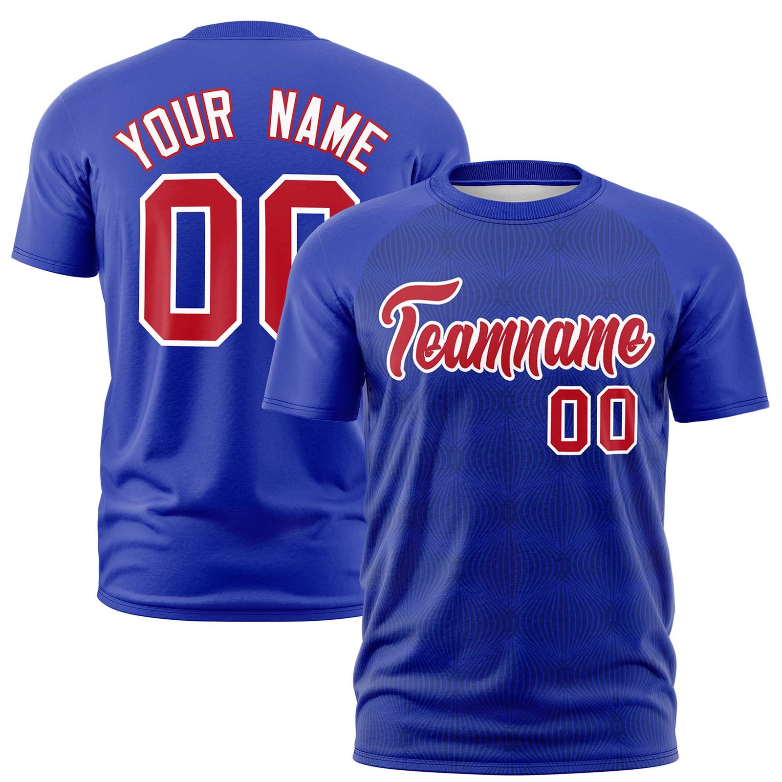 Custom Royal Blue Personalized Line Pattern Performance T-Shirt