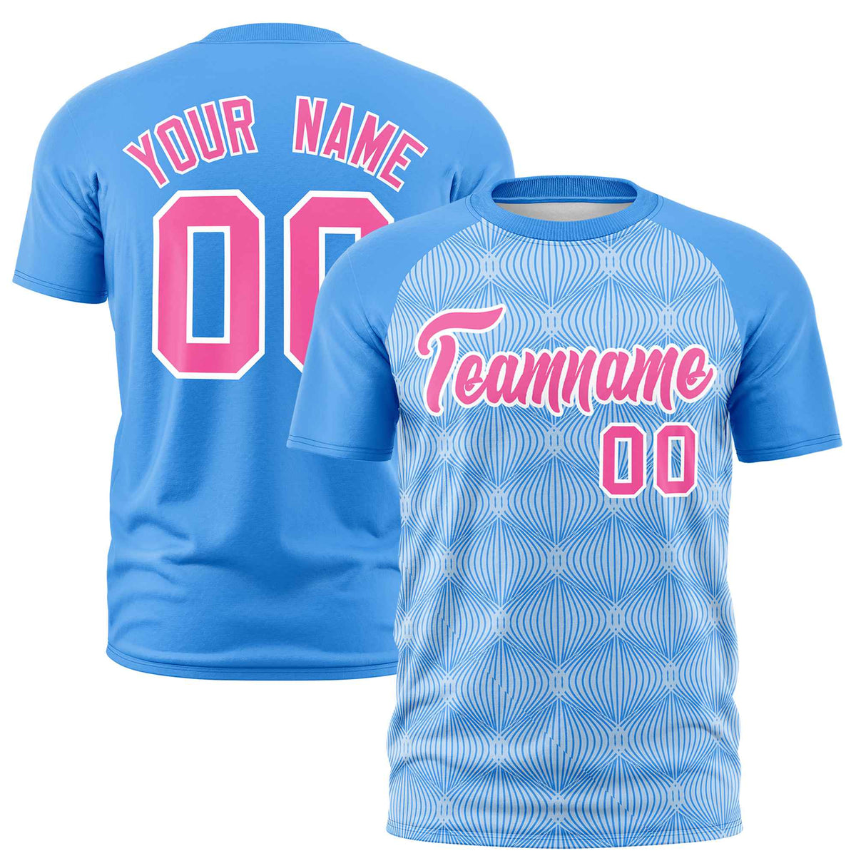 Custom Powder Blue Personalized Line Pattern Performance T-Shirt