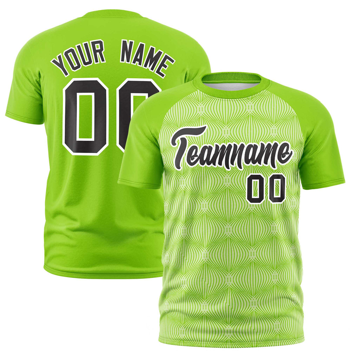 Custom Neon Green Personalized Line Pattern Performance T-Shirt